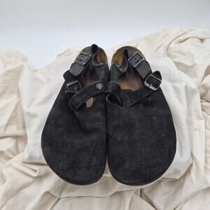 Birkenstock Tokio Suede Leather Black Sandals Soft footbed Men's 43 US 10-10.5